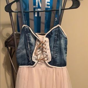 Tan and Blue Jean Dress